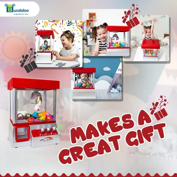 Claw Machine Arcade Game with Sound, Cool Fun Mini Candy Grabber Prize Dispenser